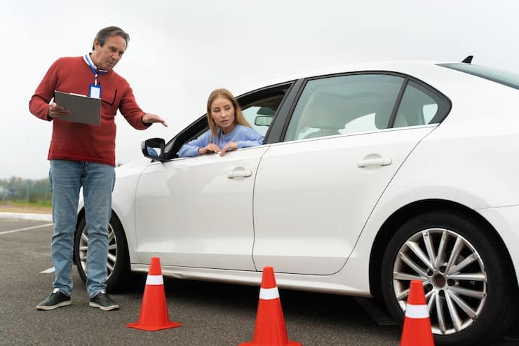 Girl learning driving